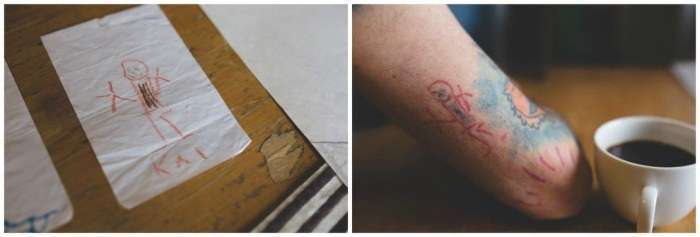 Дитячі малюнки перетворилися в татуювання на руках батька (10 фото)