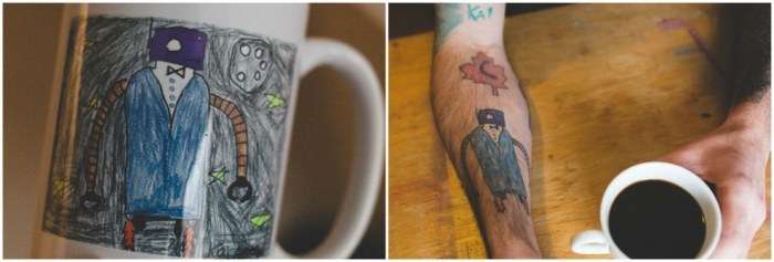 Дитячі малюнки перетворилися в татуювання на руках батька (10 фото)