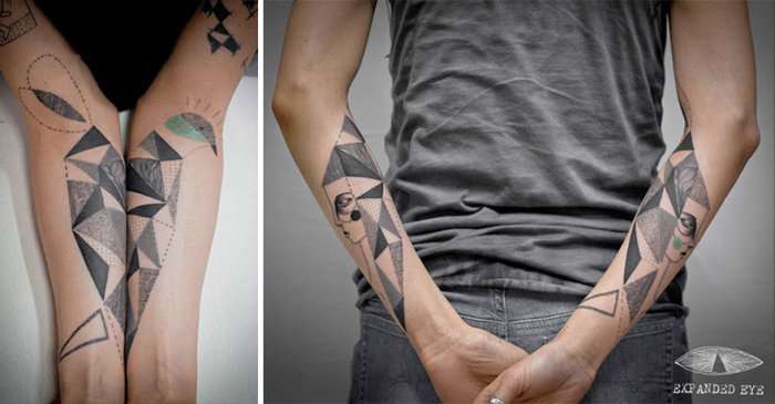 Незвичайні татуювання в кубічному стилі (20 фото)