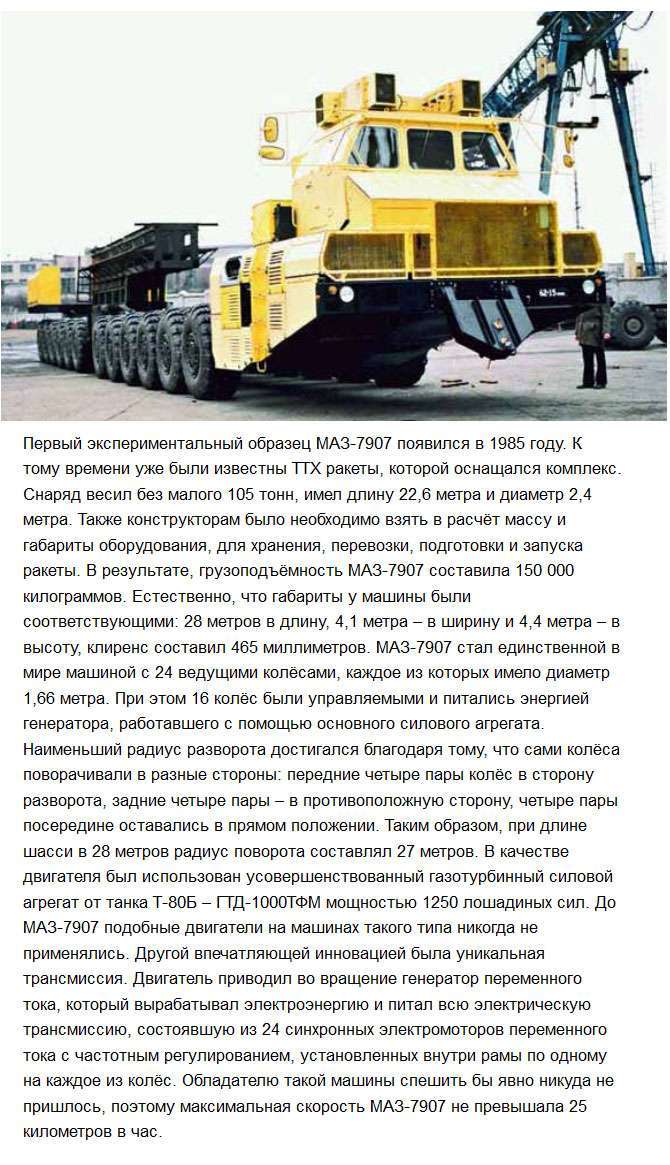 МАЗ-7907 - засіб транспортування і запуску міжконтинентальних ракет (5 фото)