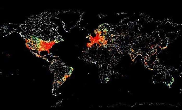 Глобальне використання інтернету на карті (5 фото)
